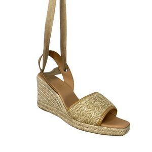 Maypol Ankle Tie Espadrille Wedge Sandal Woven  Leather Spring Summer Women 40